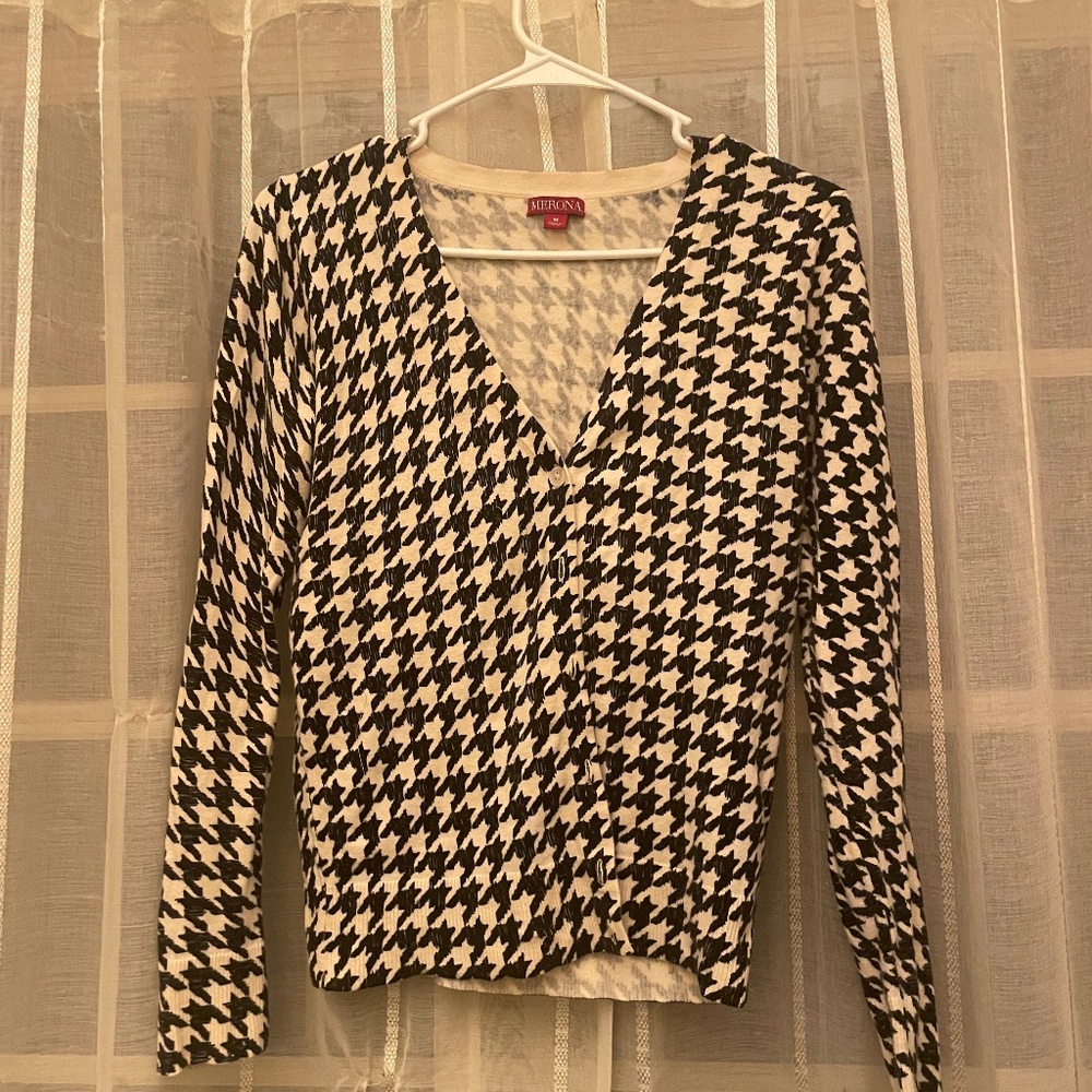 Black and white houndstooth cardigan